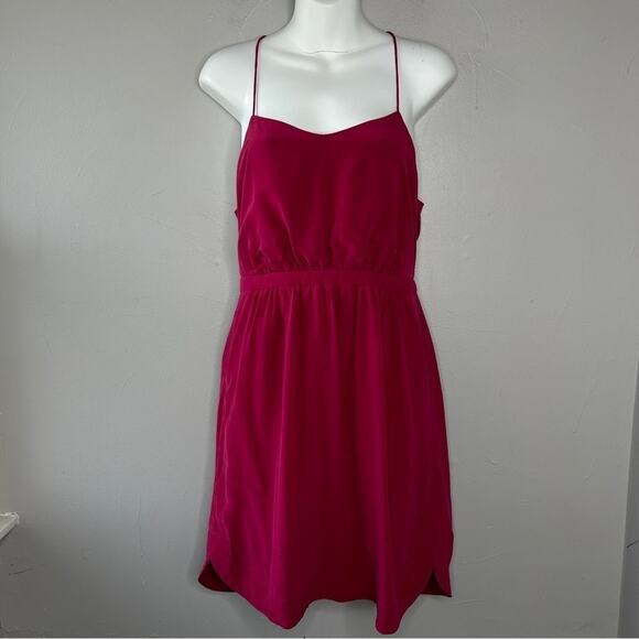 Madewell Dresses & Skirts - MADEWELL Silk Mini Dress Womens 4 Pink Boho Summer Casual Everyday Feminine Chic